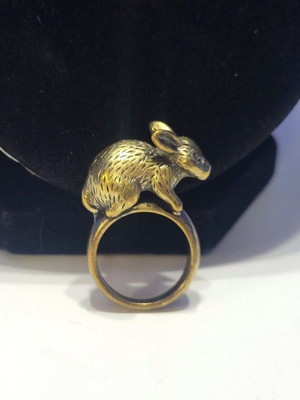 Vintage Brass Tone Rabbit Ring Size 7